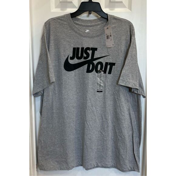 NIKE / NWT - Men's Sz XXL - "Just Do It" Short Sleeve T-Shirt in Heather Grey - Picture 4 of 13